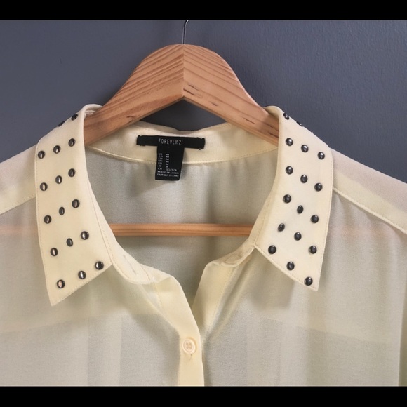 Yellow Sheer Studded Blouse - Picture 5 of 7